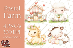 Pastel Farm Nursery PNG Clipart, Baby Animals And Elements Product Image 1