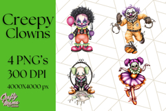 Creepy Clown Halloween PNG Clipart, Spooky Circus Art Product Image 1