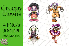 Creepy Clown Halloween PNG Clipart, Spooky Circus Art Product Image 1