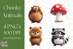 Chunky Kawaii Woodland Critters PNG Clipart, Cute Animals Product Image 1