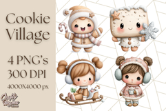 Cozy Cookie Village Clipart, Gingerbread Holiday PNG Product Image 1