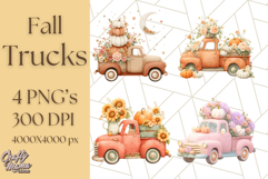 Vintage Truck Pumpkin and Fall Flowers PNG Clipart, Autumn Product Image 1