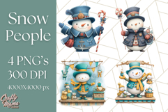 Snowman Family Clipart PNG Winter Holiday Art Product Image 1