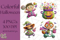 Colorful Halloween Clipart PNG, Cute Kids & Candy Clip Art Product Image 1