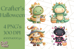 Kawaii Halloween Clipart Cute Kids and Candy Elements Png Product Image 1