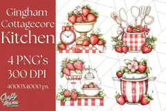 Cottagecore Strawberry Kitchen PNG Clipart, Retro Fruit Png Product Image 1