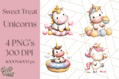 Cute Dessert Unicorn PNG Clipart with Cupcakes &amp; Candies Product Image 1