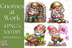 Gnomes at Work Clipart PNG, Cute Gnomes PNG Illustration Product Image 1