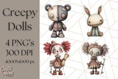 Creepy Dolls Clipart PNG Haunted Toy Characters Product Image 1