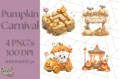 Creepy Carnival Halloween Clipart PNG with Hayride Art Product Image 1