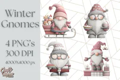 Cozy Winter Gnome Clipart PNG, Christmas Gnome Clip Art Product Image 1
