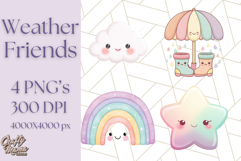 Kawaii Weather Clipart PNG, Cute Pastel Weather Icons Product Image 1