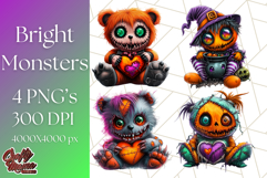 Spooky Cute Monster PNG Clipart, Adorable Halloween Monsters Product Image 1