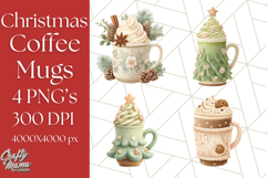 Christmas Coffee Mugs Clipart PNG Festive Cups Product Image 1