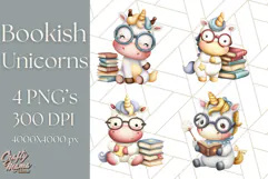 Magical Bookish Unicorn PNG Clipart Reading Books & Stories Product Image 1