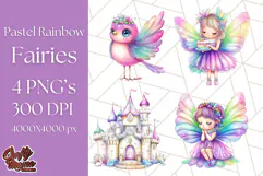 Pastel Fairy Clip Art PNG With Glitter, Rainbow Fairy Png Product Image 1