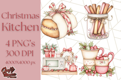 Christmas Cottagecore Kitchen Clipart PNG, Holiday Decor Product Image 1
