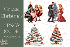 Vintage Glamorous Christmas Party Clipart PNG, Holiday Png Product Image 1