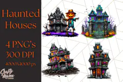 Haunted Houses Clipart PNG, Spooky Halloween Homes Product Image 1