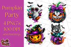 Pumpkin Party Halloween Clipart PNG, Cute Spooky Elements Product Image 1