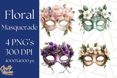 Vintage Garden Masquerade Floral Eye Mask PNG Clipart Product Image 1