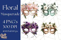 Vintage Garden Masquerade Floral Eye Mask PNG Clipart Product Image 1