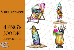 Summerween Beach Party Clipart PNG, Halloween Beach Art Product Image 1