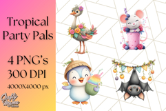 Tropical Fruit Party Animals PNG Clipart, Cute Summer Animal Product Image 1