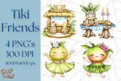 Tropical Tiki Friends PNG Clipart, Cute Summer Art Product Image 1