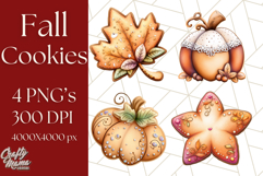 Fall Cookie Clipart PNG, Autumn Sweets Pumpkin Cookies Product Image 1