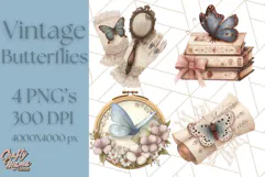 Vintage Butterfly PNG Clipart, Fairytale Cottagecore Images Product Image 1