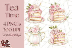Pastel Tea Clip Art PNG with Sweets and Floral Accents Png Product Image 1