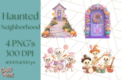 Halloween Neighborhood Clipart PNG for Trick or Treat Product Image 1