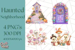 Halloween Neighborhood Clipart PNG for Trick or Treat Product Image 1