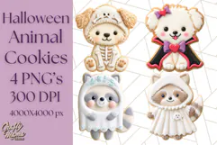 Halloween Animal Cookie Clipart, Frosted Sugar Cookies Png Product Image 1