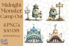 Midnight Monster Camp Out Clipart PNG, Halloween Png Product Image 1