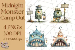 Midnight Monster Camp Out Clipart PNG, Halloween Png Product Image 1