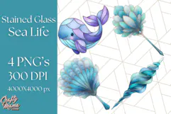 Stained Glass Sea Creatures PNG Clipart, Ocean Fantasy Product Image 1