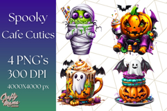 Spooky Café Cuties Halloween PNG Clipart, Holiday Elements Product Image 1