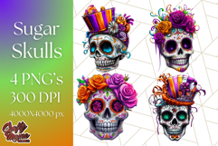 Bright Sugar Skull PNG Clipart, Halloween Colorful Skull Png Product Image 1