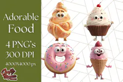 Cute Food PNG Clipart, 3D Adorable Kawaii Characters Png Product Image 1