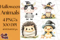 Halloween Animal Costumes PNG, Cute Spooky Animals Clipart Product Image 1