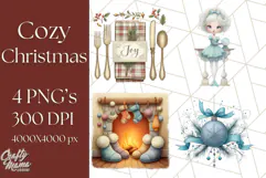 Cozy Christmas Clipart, Santa and Friends PNG Graphics Product Image 1
