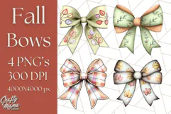 Fall Bow Clipart, Autumn Hair Bows PNG, Fall Ribbon Png Product Image 1