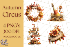 Autumn Circus Clipart Carnival Tent Fall PNG, Vintage Circus Product Image 1