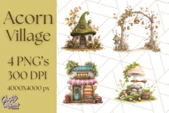 Acorn Village Clipart PNG, Fall Animal Png Product Image 1