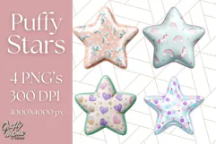Cute Puffy Star Clipart PNG, 3D Glossy Pastel Stars Clip Art Product Image 1