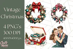 Vintage Glamorous Christmas Party Clipart PNG, Holiday Png Product Image 1