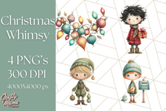 Christmas Whimsy Clipart, Holiday Kids PNG Graphics Product Image 1