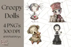 Creepy Dolls Clipart PNG Haunted Toy Characters Product Image 1